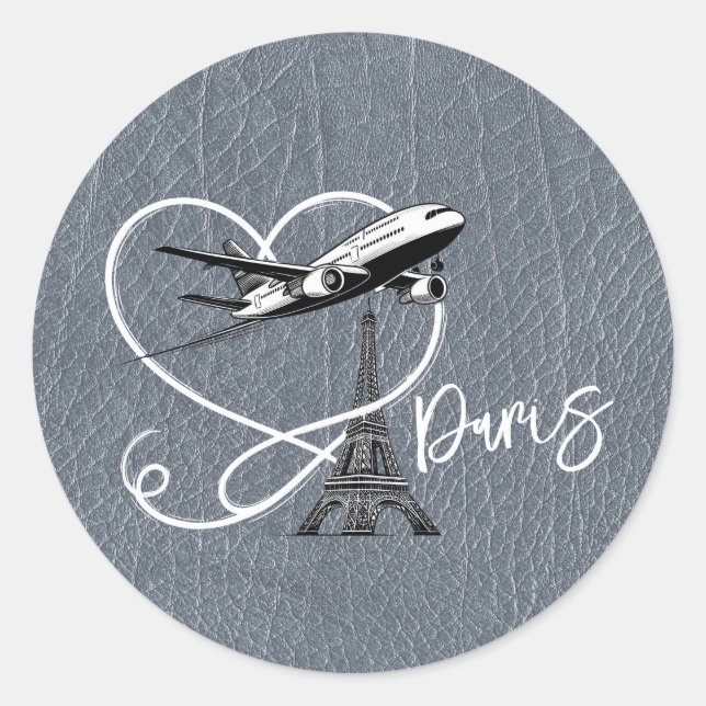 Silver Paris Passport Runder Aufkleber (Vorderseite)