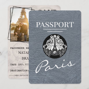 Silver Paris Passport Save the Date
