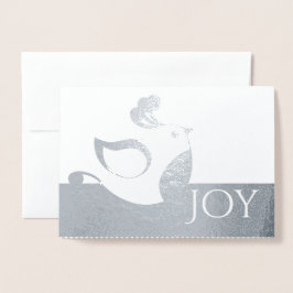 Silver Partridge Joy Foto Weihnachtskarte Folienkarte