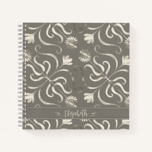 Silver & Pearl Floral Damask Sonnenblume Klasse Gr Notizbuch