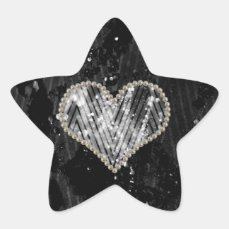 Silver Pearl Heart Stern-Aufkleber