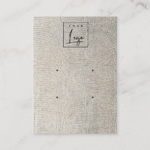 Silver Pearl Leather Textur 2 Earring Display Visitenkarte