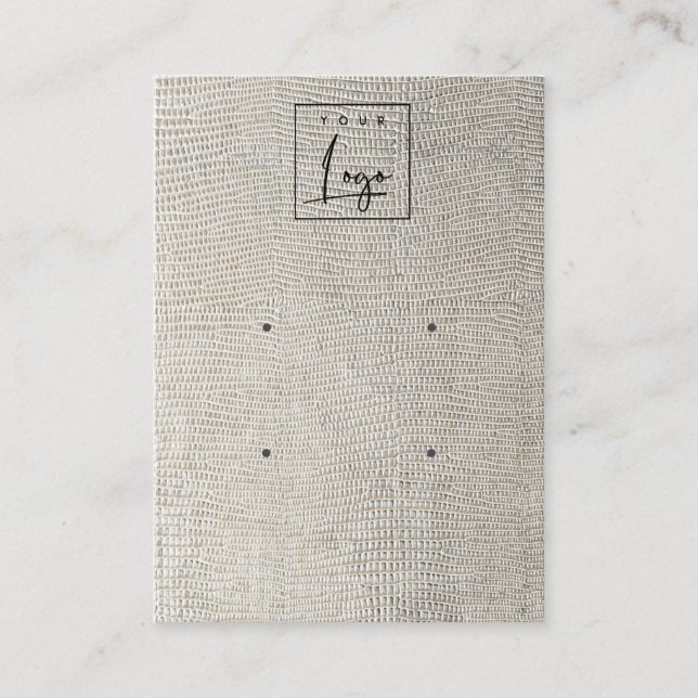 Silver Pearl Leather Textur 2 Earring Display Visitenkarte (Vorderseite)