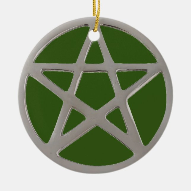 Silver Pentagramm Keramik Ornament (Vorne)
