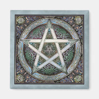 Silver Pentagramm Square Magnet