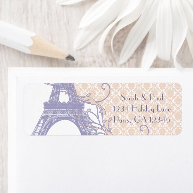 Silver Peony Damask Lavender Vintag Eiffelturm (Insitu)