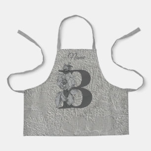 Silver Peony Elegant Monogram Initial B Name Schürze