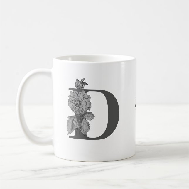 Silver Peony Elegant Monogram Initial D Your Name Kaffeetasse (Links)