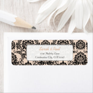 Silver Peony Vintag Damask Rücksendeadressen-Aufkl