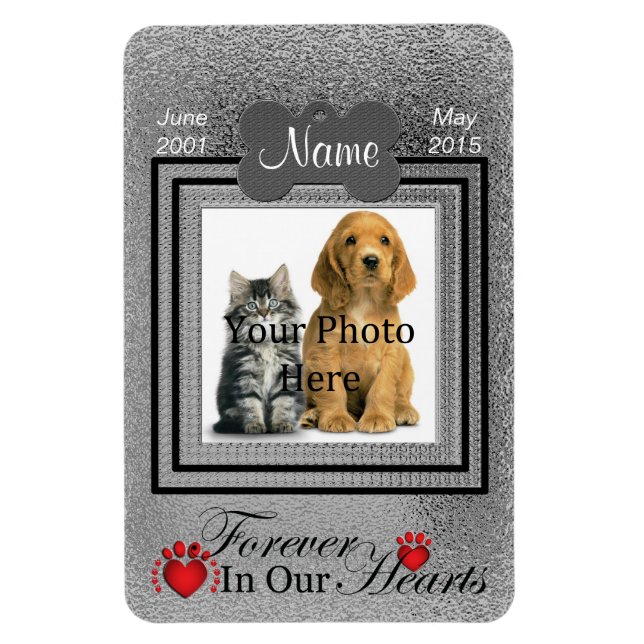 Silver Personal Cat or Dog Memorial - Forever Magnet (Vertikal)
