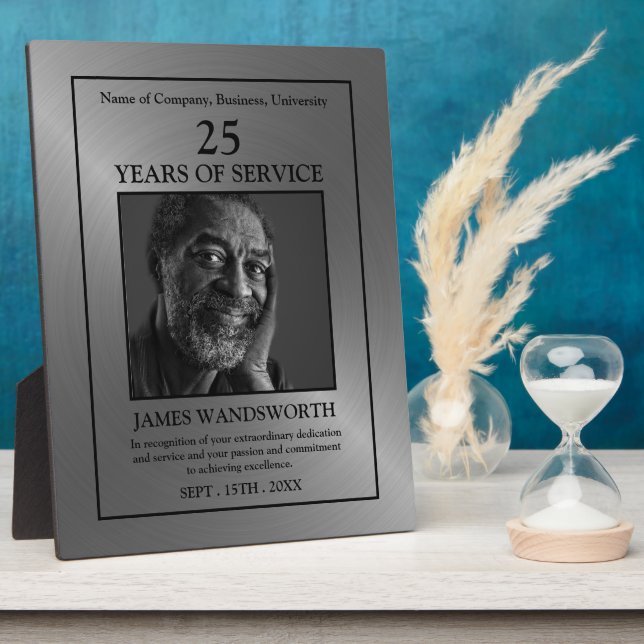Silver/Personalized Photo - Employee Award Plaque Fotoplatte (Seite)