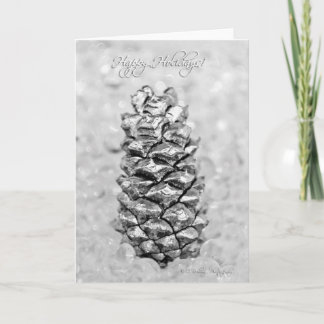Silver Pine Cone Tree Weihnachtskarte Feiertagskarte