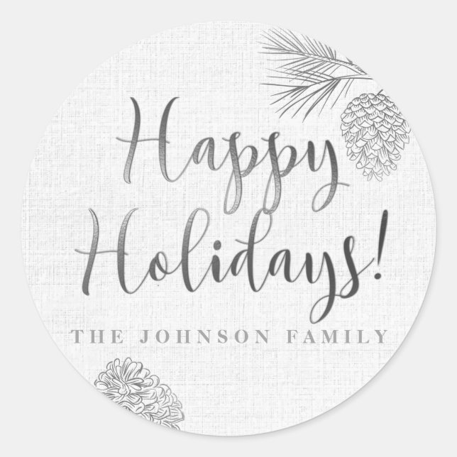 Silver Pine Cone, Urlaub Runder Aufkleber (Vorderseite)