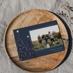 Silver Pine   Elegantes Weihnachts-Foto Folien Feiertagskarte