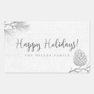 Silver Pine Holiday Rechteckiger Aufkleber