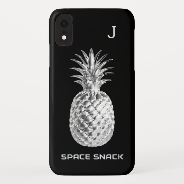 Silver Pineapa Space Snack Frucht Mit Monogramm Case-Mate iPhone Hülle (Rückseite)