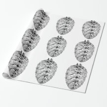Silver Pinecone Ornamente Umschlagpapier