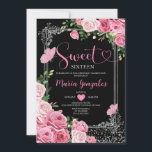 Silver Pink 16 . Geburtstag 16. Girl Birthday Part Einladung<br><div class="desc">Black Pink 16 . Geburtstag Silver 16. Girl Geburtstagsparty Einladung Mis Quince 15 Anos,  16. Geburtstag.</div>