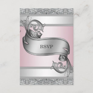 Silver Pink Bat Mitzvah UAWG RSVP Karte