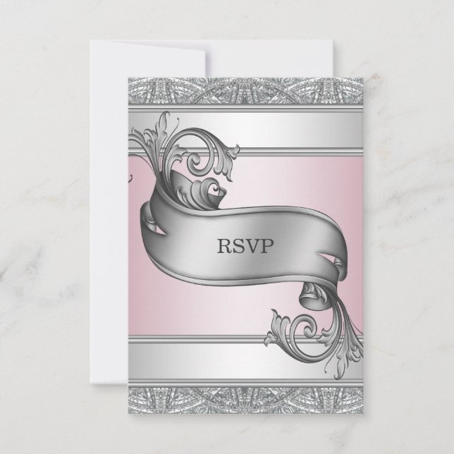 Silver Pink Bat Mitzvah UAWG RSVP Karte (Vorderseite)