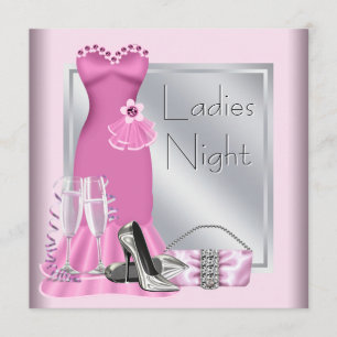 Silver Pink Champagne Pink Ladys Night Einladung