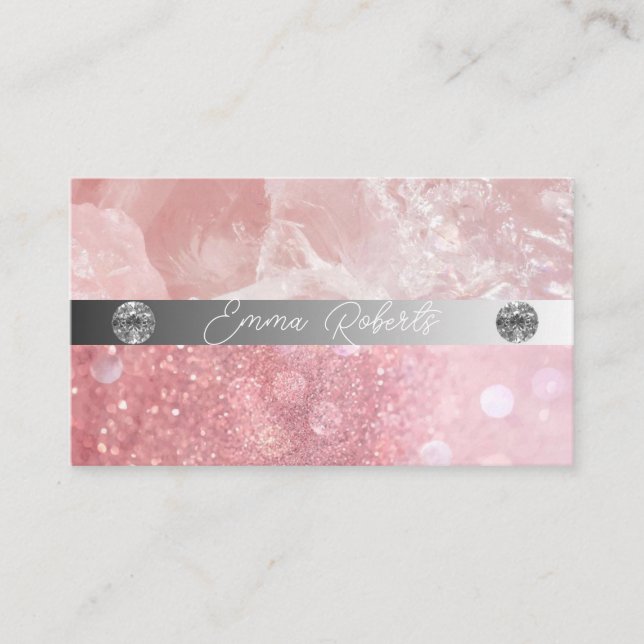 Silver Pink Diamond Business Card Visitenkarte (Vorderseite)