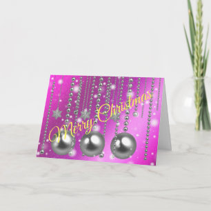 Silver Pink Frohe Weihnachten Karte