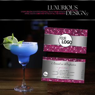 Silver Pink Glitzer Sparkle Luminous Stars Logo Visitenkarte