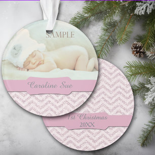 Silver Pink Imitate Glitzer Baby 1. Weihnachtsfest Ornament