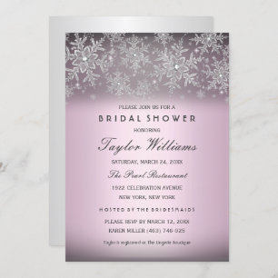 Silver Pink Jewel Snowflake Brautparty laden Einladung