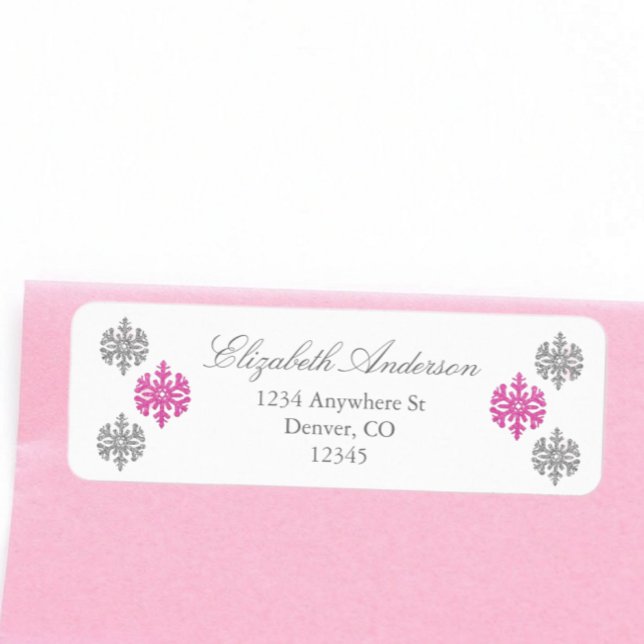 Silver Pink Snowflake Winterlabel (Von Creator hochgeladen)
