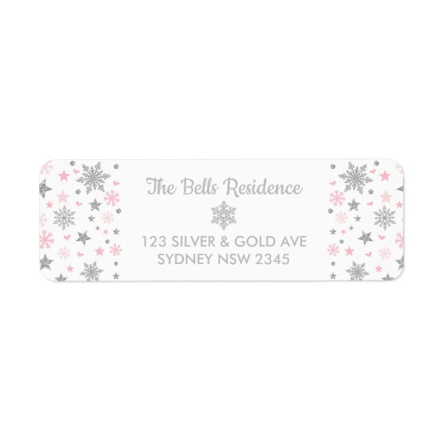 Silver & Pink Snowflakes Winter Onederland Urlaub (Vorne)