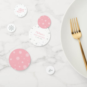 Silver & Pink Winter Snowflake Girl Babydusche Konfetti