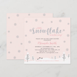 Silver & Pink Winter Wonderland Girl Babydusche I Einladung