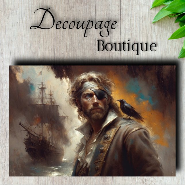 Silver Pirate Captain Decoupage Seidenpapier (Silver Pirate Captain Decoupage Tissue Paper)
