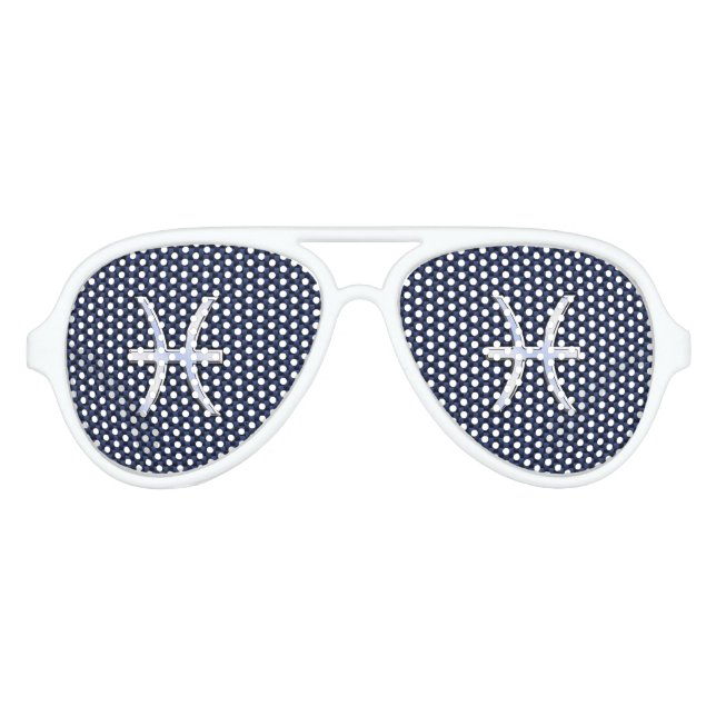 Silver Pisces Zodiac Sign Blue Carbon Fibre Print Sonnenbrille (Vorderseite)