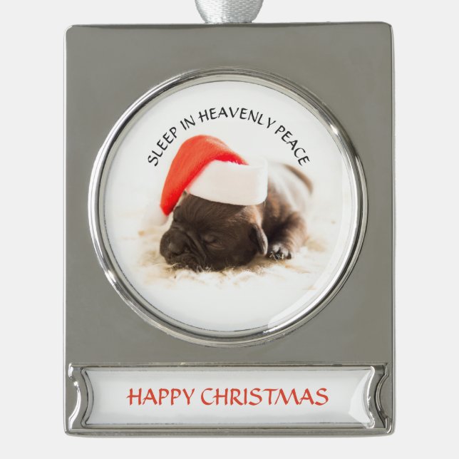 SILVER PLATED Banner Ornament PUPPY IN Weihnachtsm (Vorderseite)