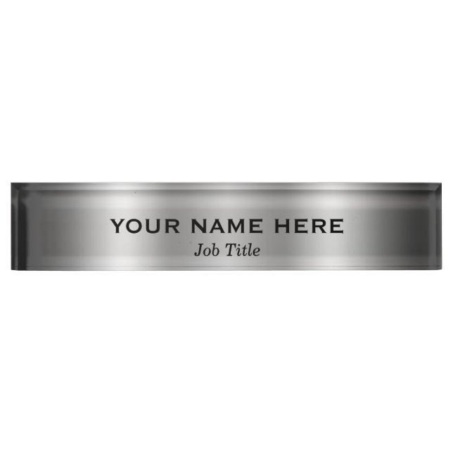 Silver Platinum Shine Moderne Minimal Personalisie Namensplakette (Vorderseite)
