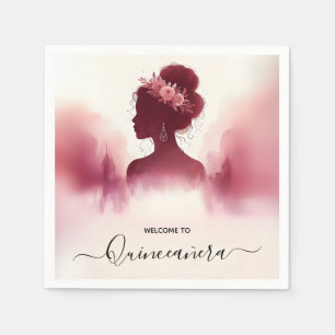 Silver Plum Lace Gown Boho Burgundy Quinceanera Serviette