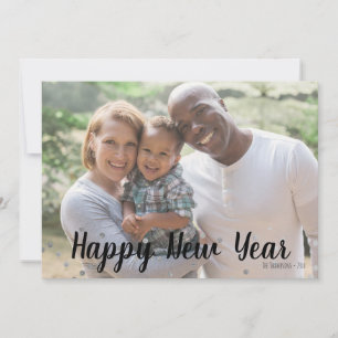 Silver Polka Dot Happy New Year Foto Card Feiertagskarte