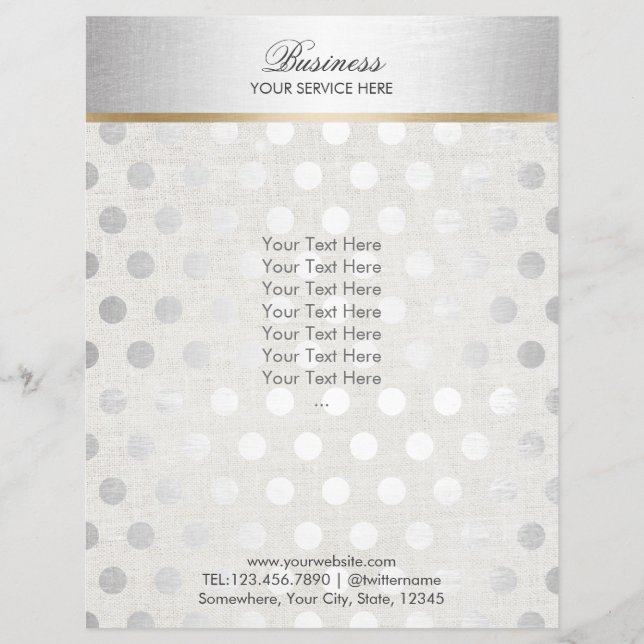 Silver Polka Dots Classy Linen Salon Wellness-Cent Flyer (Vorne)