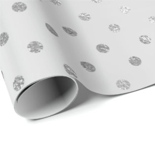 Silver Polka Dots Monochromatisches Graues Stahl S Geschenkpapier