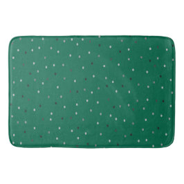 Silver Polka Dots on Green Badematte