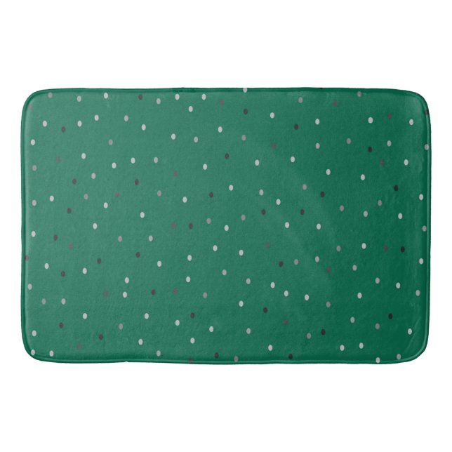 Silver Polka Dots on Green Badematte (Vorderseite)