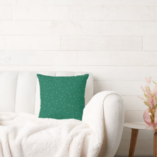 Silver Polka Dots on Green Kissen