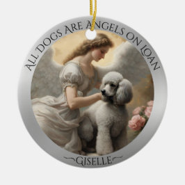 Silver Poodle Angel Personalisiert Memorial Keramik Ornament