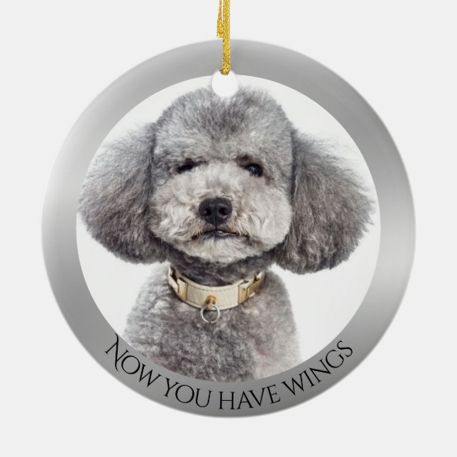Silver Poodle Angel Personalisiert Memorial Keramik Ornament (Hinten)