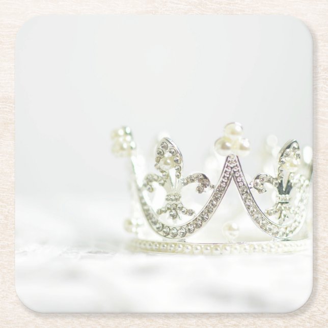 Silver Princess Crown Rechteckiger Pappuntersetzer (Vorderseite)