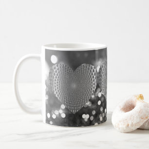 Silver Prismatic Heart Bokeh Imitate Glitzer Kaffeetasse