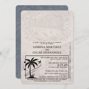 Silver Puerta Vallarta Passport Wedding Einladung